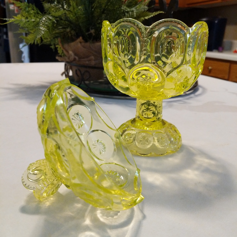 VTG LE SMITH URANIUM YELLOW CANDY DISH - Picture 5 of 9